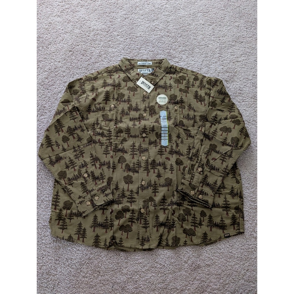 Duluth Men's Free Swingin' Flannel Relaxed Fit Shirt Relaxed Fit 2XL Olive Bear